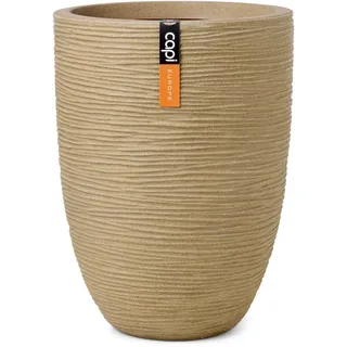 Capi Europe - Gefäß elegant niedrig Rib NL - 34x46 - Beige - Blumentopf für den Innen- und Außeneinsatz - Übertopf - Pflanztopf - Pflanzgefäß - Kunststoff - KBER782