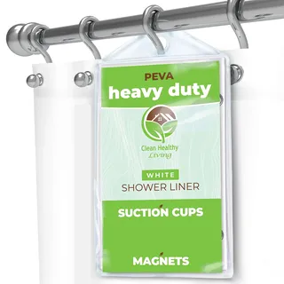 Clean Healthy Living Heavy Duty Duschvorhang Liner/PEVA: geruchlos & Anti Form (mit Magneten und Saugnäpfe). Es ist 70 x 71 in. Lange und schwere Gewicht – Weiß Farbe