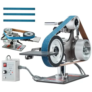 VEVOR Bandschleifmaschine 550 W mit variabler Geschwindigkeit und VFD, 762 x 25,4 mm Bandpolierer, Polier- und Schleifmaschine mit 2 Schleifformen und 3 Schleifbändern für Metallbearbeitung