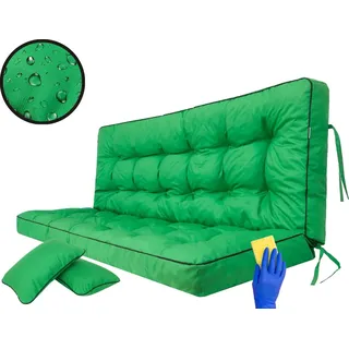 Bjird Sitzkissen Bankkissen Bankauflage für Gartenbank Schaukelkissen Bodenkissen Kissen für Hollywoodschaukel Outdoor / Indoor - Pola - 140 cm - Grün - Grün