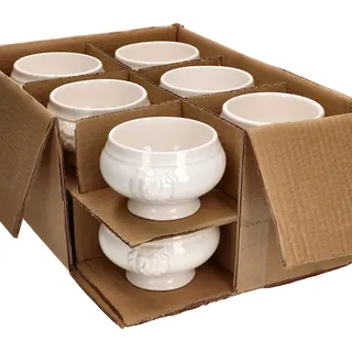 MamboCat 12er Set LEO Löwenkopf-Terrinen I klein - 250ml I Für 12 Personen I Weiße Suppentassen 0,25 Liter I Suppenterrinen mit Löwenköpfen I Suppenschale für Hochzeits-, Erbsen- oder Linsensuppe
