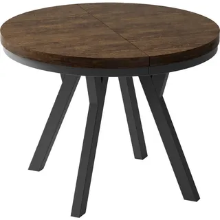 WFL Group Esstisch Lume runder ausziehbarer, Lefkas Eiche 90-170/90/76 cm , Holzwerkstoff , Rund,Rund , 90x76x90 cm , Esszimmer, Esstische