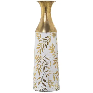 Alexandra House Living Bodenvase in Weiß, Gold, Metall, 14 x 14 x 48 cm