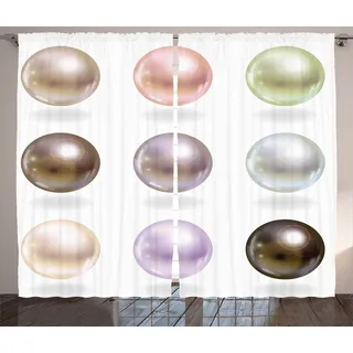 ABAKUHAUS Pearls Rustikaler Vorhang, Pastellfarbenes Brautkleid, Wohnzimmer Universalband Gardinen mit Schlaufen und Haken, 280 x 260 cm, Multi - Bunt