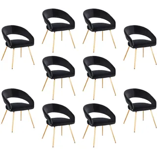 HOME DELUXE - Polsterstuhl LYRIC - 10 Stück, Farbe: Samt Schwarz - weiche Polsterung, bis 120 kg belastbar I Küchenstuhl Speisestühle Esszimmerstühle - Schwarz