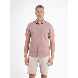 LERROS Kurzarmhemd »LERROS Halbarmhemd mit Leinenanteil, unifarben«, rot