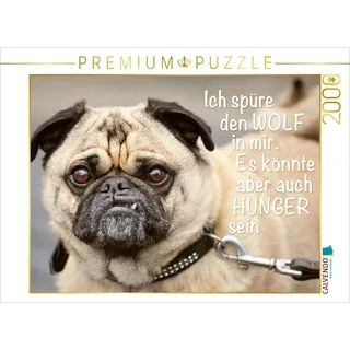 CALVENDO Puzzle Ich spüre den Wolf in mir. Es könnte aber auch Hunger sein. 2000 Teile Puzzle quer | 2000 Teile Lege-Größe 90x67cm Foto-Puzzle für glückliche Stunden