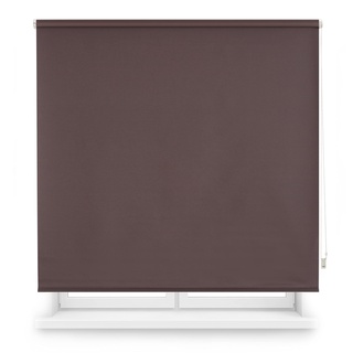 Decorblind | Thermo-Verdunkelungsrollo, Maße Rollo: 120 x 230 cm Breite x Länge/Maße Stoff: 117 x 225 cm, einfarbig, Dunkelbraun, einfache Montage an Wand oder Decke