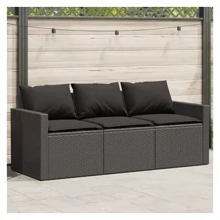 vidaXL Gartensofa 3-Sitzer Loungesofa schwarz