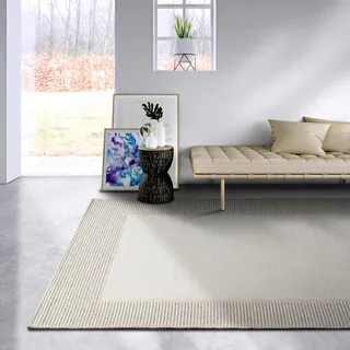 Villeroy & Boch Wollteppich Johann - Natur Wohnzimmer, Schlafzimmer, Boho Skandi Teppich Wolle für Esszimmer, Flur –Natur Creme, 160x230cm