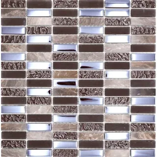 Naturstein Glasmosaik braun glänzend Wand Küche Bad Dusche 87-SM138_f 10 Matten
