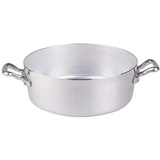 Pentole Agnelli Kasserolle niedrig, BLTF-Aluminium, mit 2 Griffen aus Edelstahl, Silber 26 cm Silber/schwarz
