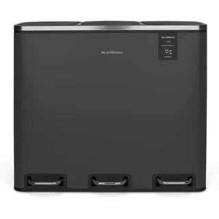 Les Collectors Treteimer N°990 Fassungsvermögen 54 L, 3 Fächer 18 L, Widerstandsfähig, Küche, Abnehmbare Eimer, Recycling, Mülltrennung, Geräuschloser Deckelverschluss, Anthrazitgrau