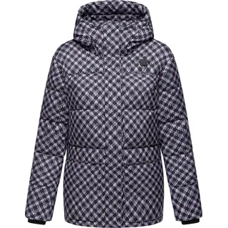Ragwear Steppjacke "Steppjacke Wikesh Print" mit Kapuze Wasserdichte Damen Winterjacke mit Hahnentritt-Muster, lavender