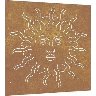 vidaXL Garten-Wanddeko 55x55 cm Cortenstahl Sonne-Design - Braun