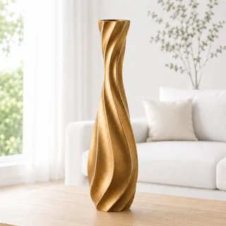 Leewadee Große Bodenvase 50 cm Polyresin für Pampasgras & Trockenblumen | Deko-Vase fürs Wohnzimmer: wasserdicht für Frischblumen, ideal für Pampasgras & Zweige und bruchfester als Keramik