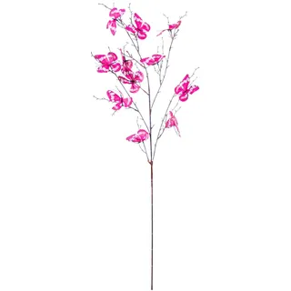 DRW Set mit 6 Zweigen mit Schmetterlingen aus Polyester, Fuchsia, 1 x 1 x 92 cm