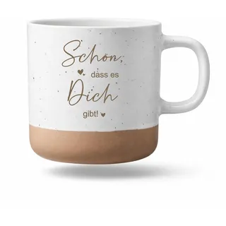 Bergliebe Keramiktasse Motiv | Liebestasse | Kaffeetasse | Teebecher weiß mit beigem Boden | Geschenk für Partner, Freundin | Lieblingsmensch | 360 ml Pohmer Design (Schön, dass es Dich gibt!)