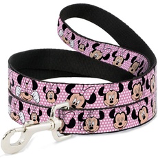 Buckle-Down Minni Mouse Expressions Hundeleine, gepunktet, Pink/Weiß, 1,8 m lang, 2,5 cm breit