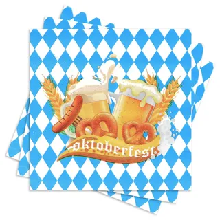 40 Stück Oktoberfest Deko Servietten, Bayrisch Tissue 33 x 33 cm, Bierfest Servietten in Blau Weiß für Bayrische Münchner Deutsches Bierzelt Bayern Tischdeko, Farbe C