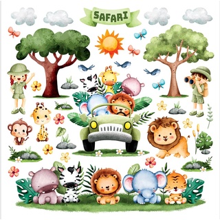 Safari Kinderzimmer Wandstickers, Wandtattoo junge deko von AG Design 30 x 30 cm | ADKS 3918