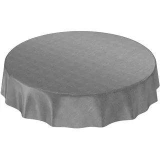 ANRO Wachstuchtischdecke Wachstuch Wachstischdecke Tischdecke Wachstuchdecke Anthrazit Leinenoptik Rund 140cm abwaschbar wasserabweisend Gartentischdecke Meterware pflegeleicht Lotuseffekt