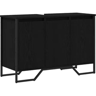 vidaXL Waschbeckenunterschrank mit Tür Schwarze Eiche 91 x 35 x 60 cm - Schwarz