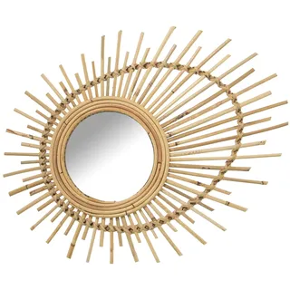 DRW Ovaler Wandspiegel aus Ratan in Natur, 40 x 50 x 2 cm