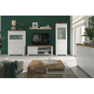 Konsimo Ein Kaffeetisch glänzend zeitloses Design moderner Stil "DAMINO", Weiß, laminierte Möbelplatte, Modern, 90x35,5x60 cm - Weiß