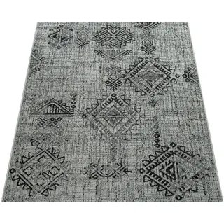 Paco Home In- & Outdoor Teppich Balkon Terrasse Vintage Orientalisches Muster Ornamente Grösse 60x100 cm - Grau