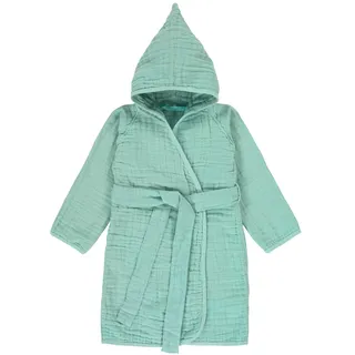 LÄSSIG Kinder Bademantel mit Kapuze Muslin Baumwolle 24-36 Monate/Bathrobe, türkis