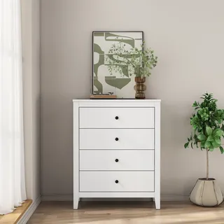 OTTO home Schubkastenkommode »Borkum Sideboard mit 4 Schubladen Bestseller Landhaus weiß« hochwertige schwarze Griffe aus Metall