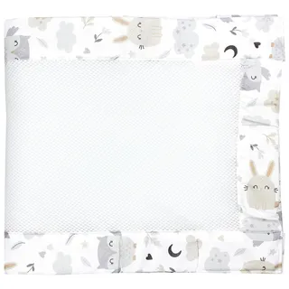 TupTam Bettumrandung Babybett 3D Mesh Nestchen – Gitterstäbe Schutz Netz 2er, Farbe: Hase/Eule, Größe: ca. 128 x 30 cm (für Babybett 140x70)