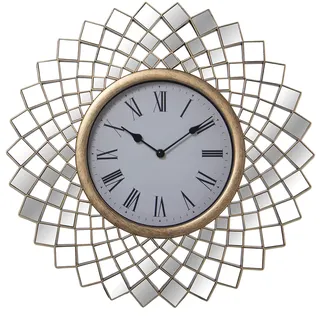 DRW Wanduhr aus Melamin in Gold mit Spiegeln, 45 x 2 cm