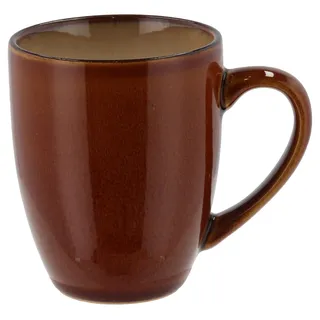 BITZ Becher mit Henkel, Kaffeebecher aus Steinzeug, 30 cl, Amber/Creme