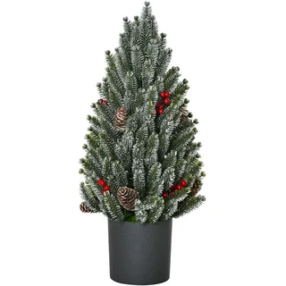 Homcom Künstlicher Weihnachtsbaum kleiner Tisch-Christbaum 170 Äste schneebedecktes Design einfacher Aufbau