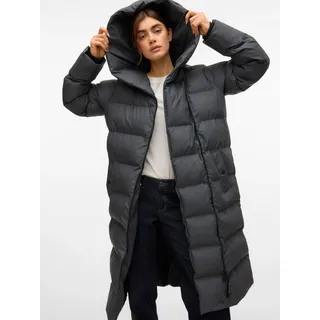 Steppmantel VERO MODA "VMMIRIAM LONG COATED COAT BOO", Damen, Gr. M, asphalt, Steppware, Obermaterial: 100% Polyester, unifarben, regular fit, Rippbündchen, Mäntel Steppmantel