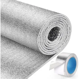 Isolationsfoam-Rolle - Reflexionsisolationsmaterial - Wärmeregulierung - Doppelseitiges Aluminiumfolie - 3,05 x 1,22 Meter - Silber
