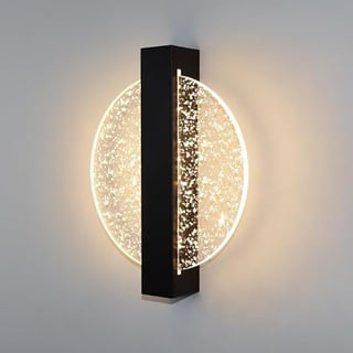 Comely LED Wandleuchten Innen Schwarz, 12W Rund Kreative Acryl LED Wandlampe 3000K/4500K/6500K, Wandleuchte Modern Nachttischlampe für Wohnzimmer, Schlafzimmer, Treppenhaus, Flur(Schwarz