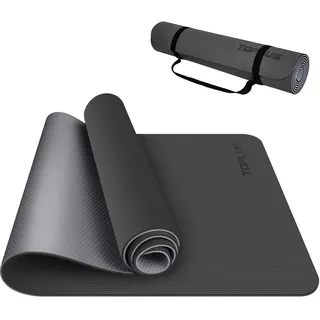 TOPLUS Gymnastikmatte, Yogamatte Yogamatte Gepolstert & rutschfest für Fitness Pilates & Gymnastik mit Tragegurt (Schwarz)