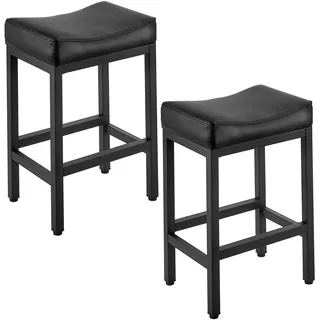 VEVOR Barhocker Thekenhocker aus PU-Leder 2 Stk. Bistrohocker (645 mm hoch) mit Polsternsitz & Metallbeinen, Küchenhocker (136,1 kg belastbar) für Esszimmer Bar Bankschalter Café Bistro, Schwarz