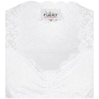 Dirndlbluse NÜBLER "Dirndlbluse kurzarm Lisa", Damen, Gr. 40, weiß, Obermaterial: 86% Nylon NY. 14% Elasthan EL., Blusen Dirndlbluse