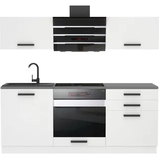Belini Küchenzeile Küchenblock Sophia - Küchenmöbel 180 cm Einbauküche Vollausstattung ohne Elektrogeräten mit Hängeschränke und Unterschränke, ohne Arbeitsplatten, Weiß matt - Weiß