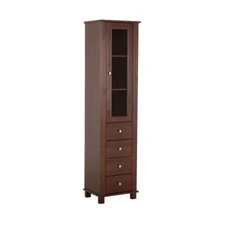 Retro Holzsäule fürs Badezimmer, Dunkel Wenge Lackiert, 46x180x35 cm - Braun