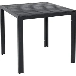 Gartentisch - Outdoor-Esstisch - Aluminiumrahmen - WPC-Tischplatte - Quadratisch 75×75×72 cm - Wetterfest - Für 4 Personen - Schwarz - Schwarz