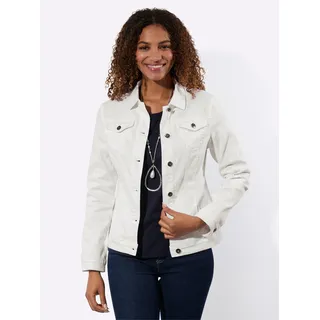 Jeansjacke INSPIRATIONEN, Damen, Gr. 52, weiß, 72% Baumwolle, 25% Polyester, 3% Elasthan, unifarben, Jacken Jeansjacke