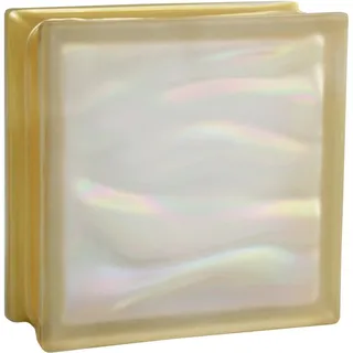 BM Glasstein Aqua Perlmutt Gold 2-Seitig Satiniert 19 cm x 19 cm x 8 cm