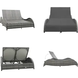 vidaXL Doppel Sonnenliege mit Auflage Poly Rattan Anthrazit - Sonnenliege - Sonnenliegen - Sonnenbett - Sonnenbetten - Grau