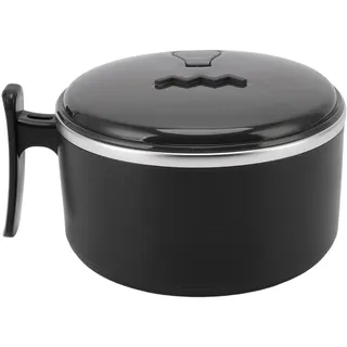 Isolierte Schüssel, Ramen Schüssel 304 Edelstahl-Instant-Nudelschüssel mit Deckel Doppelschicht Wärmeisolierung Ramen Becher Servierschüssel für die Küche(Schwarz)