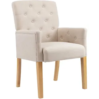 vidaXL Esszimmerstuhl mit Armlehnen Beige Stoff